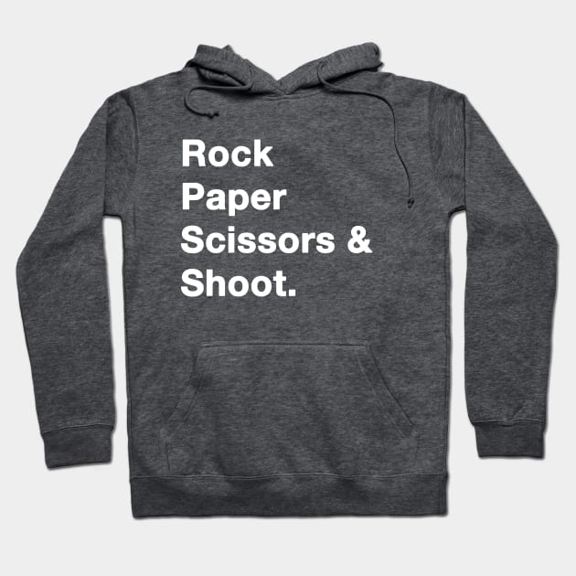 Rock Paper Scissors Shoot White Hoodie by IdenticalExposure